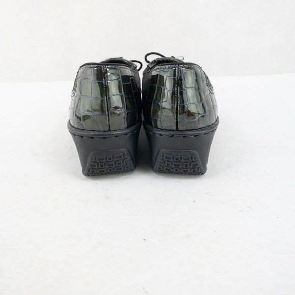 ara Rachel Womens Loafer Green Size 7.5 Croco Print Patent Leather Tassel Wedge - Picture 4 of 9